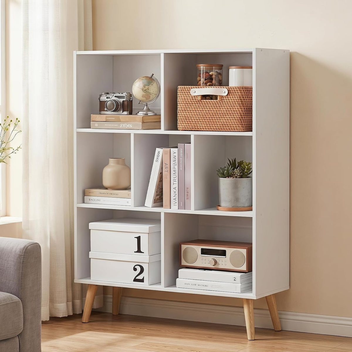 White Minimalist Cube Storage Bookcase Shelf