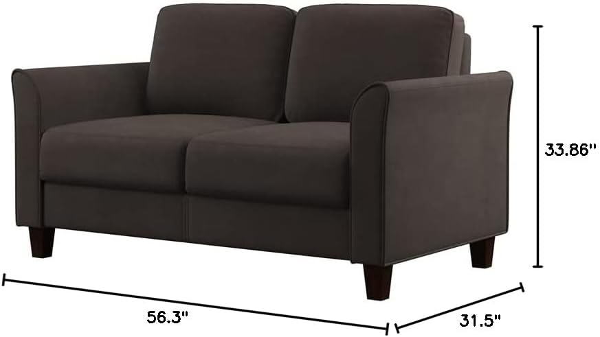 Coffee Microfiber Traditional Living Loveseat Sofa