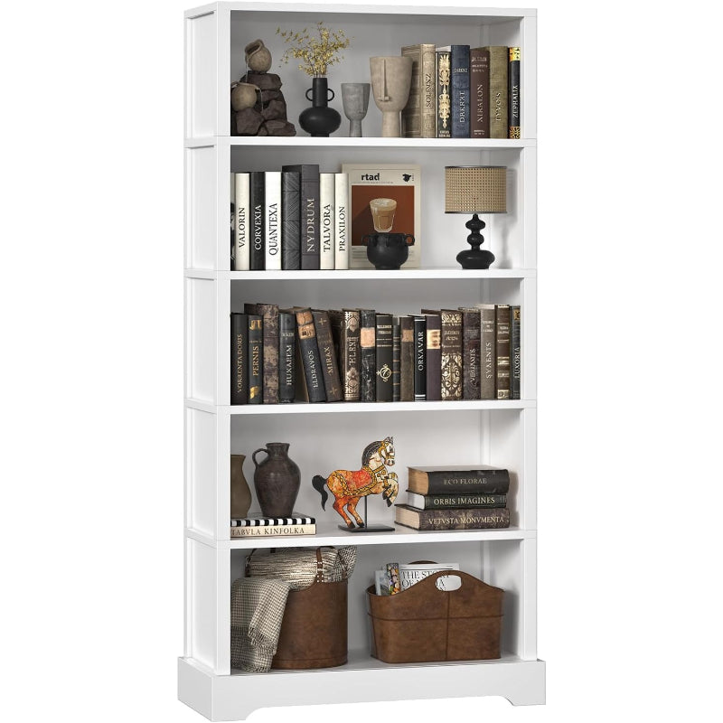 White Farmhouse Wooden Tall Bookcase Shelf