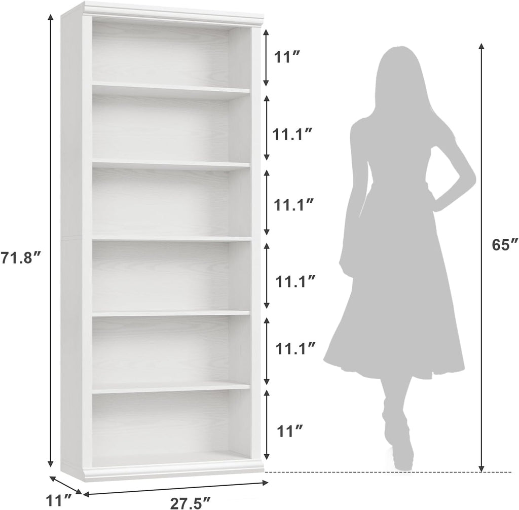 White Tall Open Display Bookcase Shelves