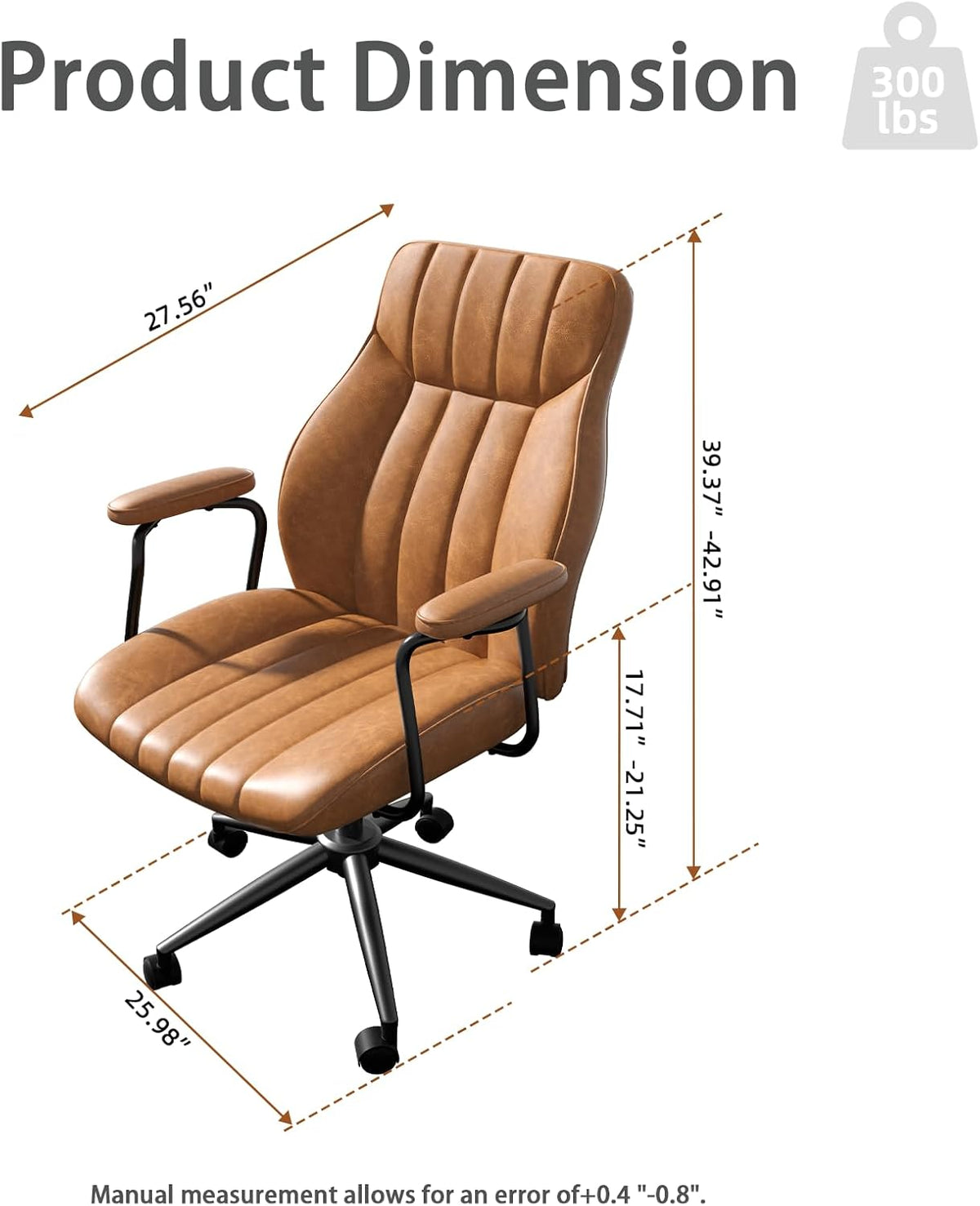 Brown Mid‑Century Leather Office Chair