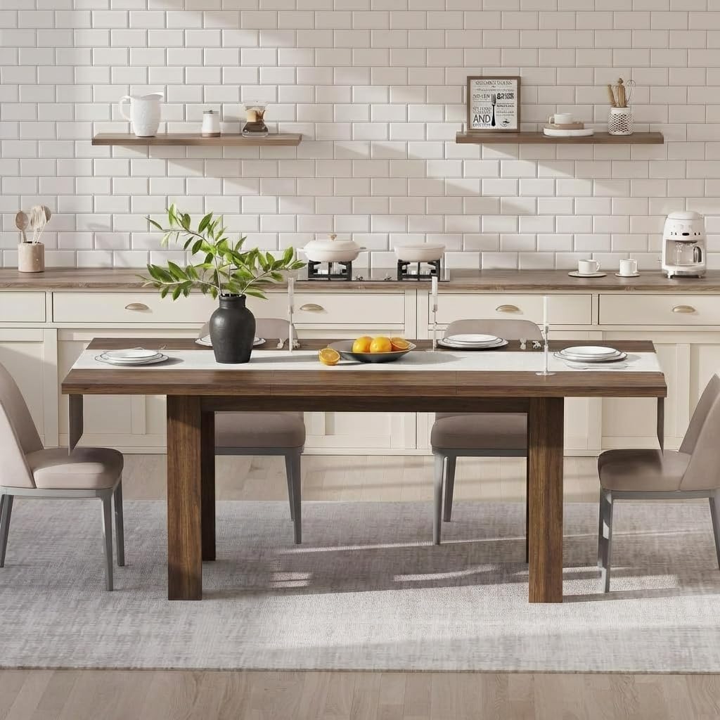 Rustic Brown Large Wood Dining Table