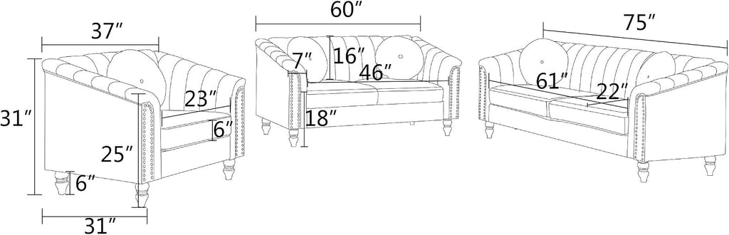 White Tufted Chesterfield Microfiber Loveseat Sofa