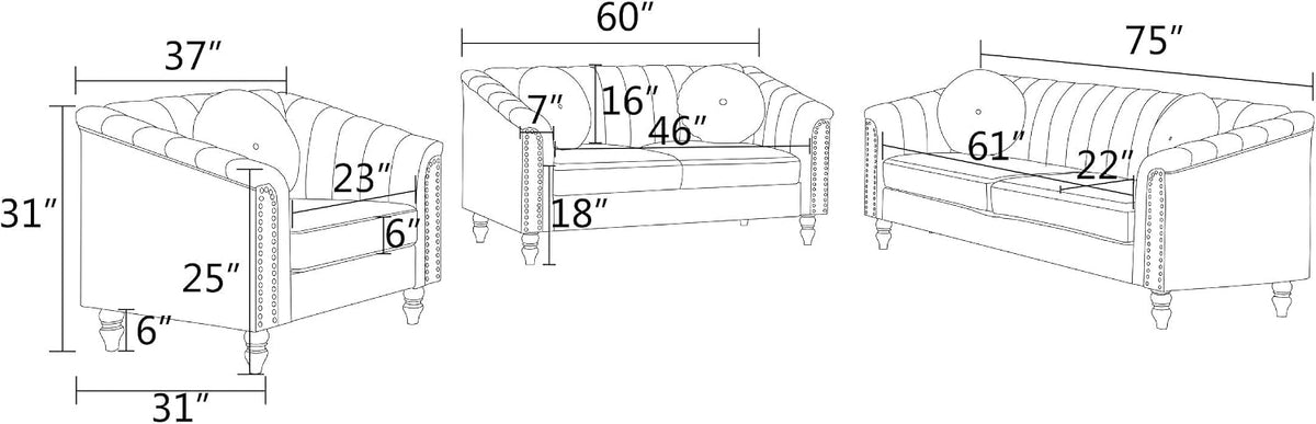 White Tufted Chesterfield Microfiber Loveseat Sofa