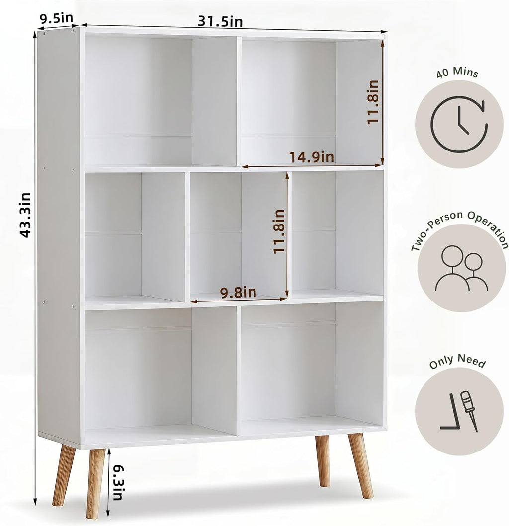 White Minimalist Cube Storage Bookcase Shelf