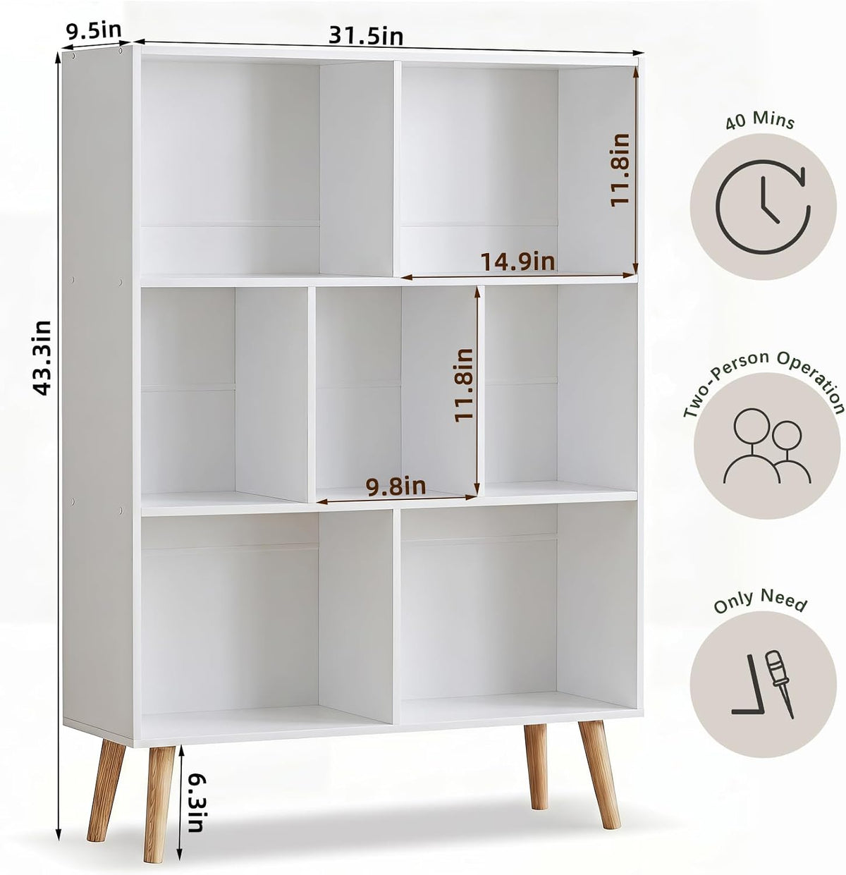 White Minimalist Cube Storage Bookcase Shelf