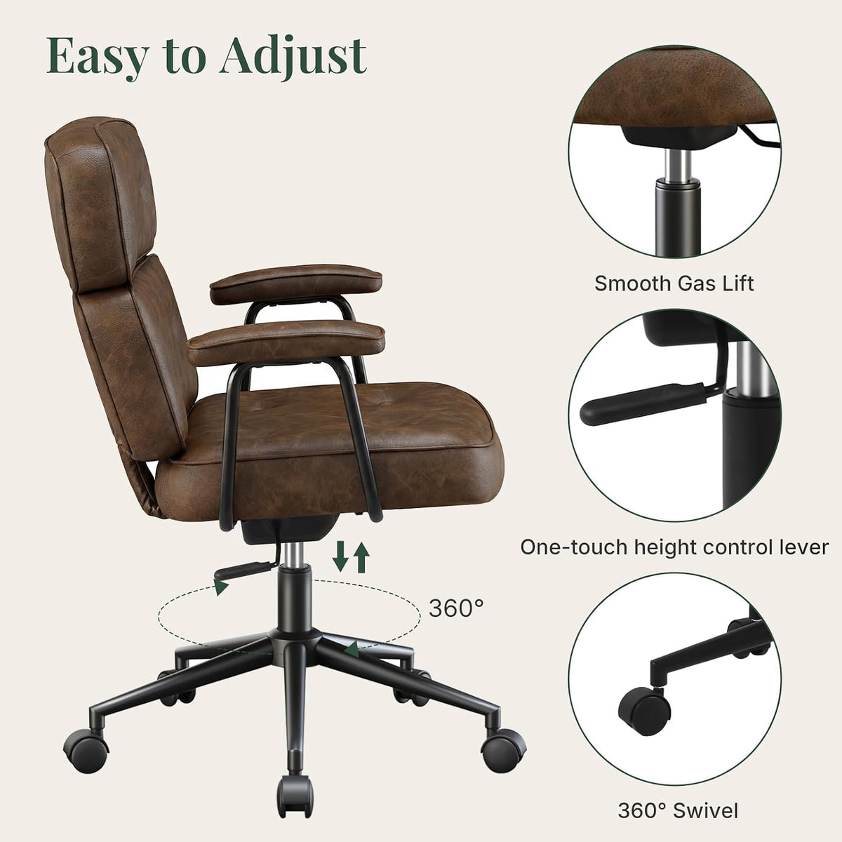 High‑Back Ergonomic Leather Office Chair