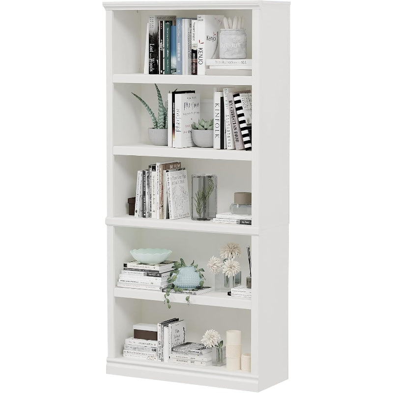 White 5‑Tier Tall Open Storage Bookcase