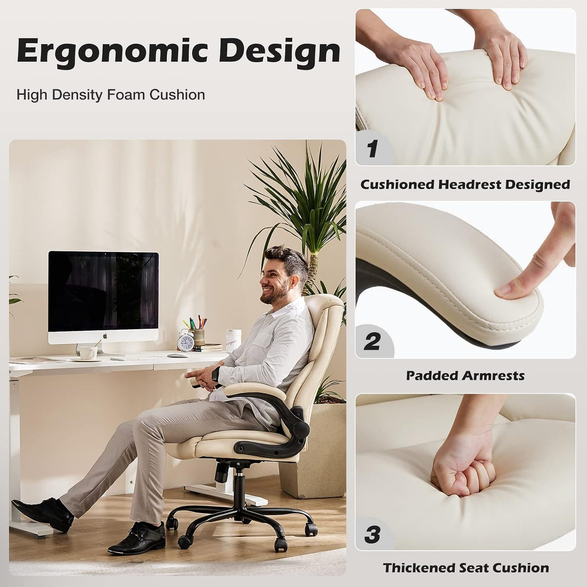 PU Leather Ergonomic Office Desk Chair