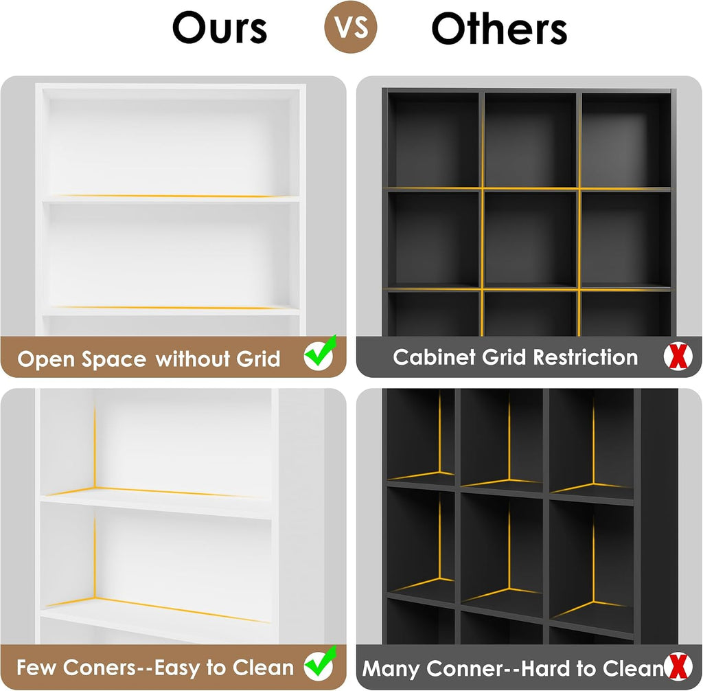White 7‑Tier Tall Open Bookshelf