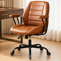 Brown Leather Swivel Office Chair Wheels