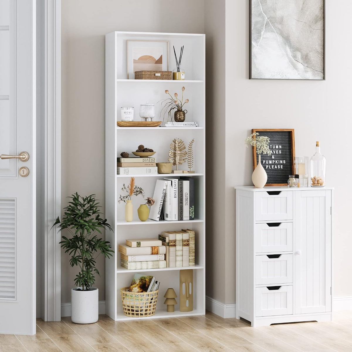 White 6‑Tier Open Display Bookshelf