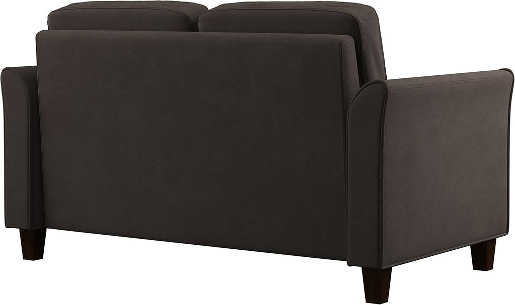 Coffee Microfiber Traditional Living Loveseat Sofa