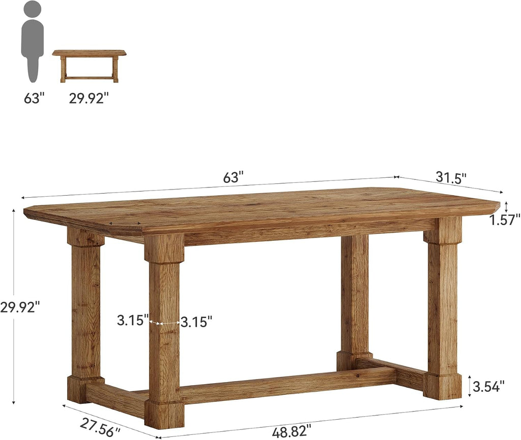 Farmhouse Solid Wood Dining Table