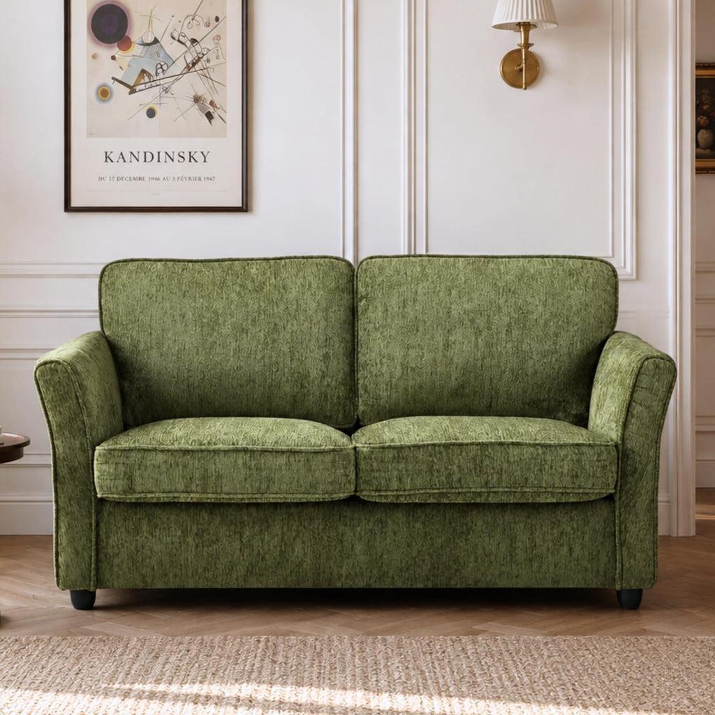 Green Chenille Fabric Living Room Loveseat Sofa