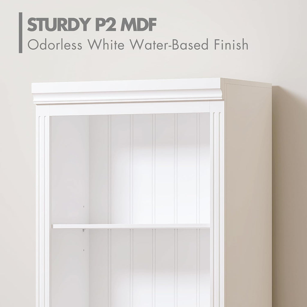 White 5‑Tier Adjustable Tall Bookcase