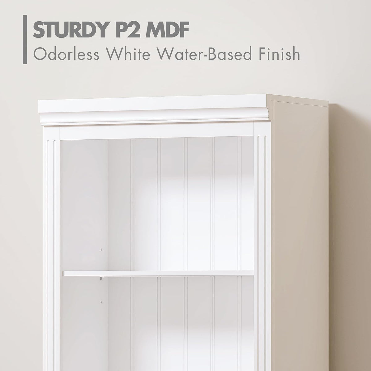 White 5‑Tier Adjustable Tall Bookcase