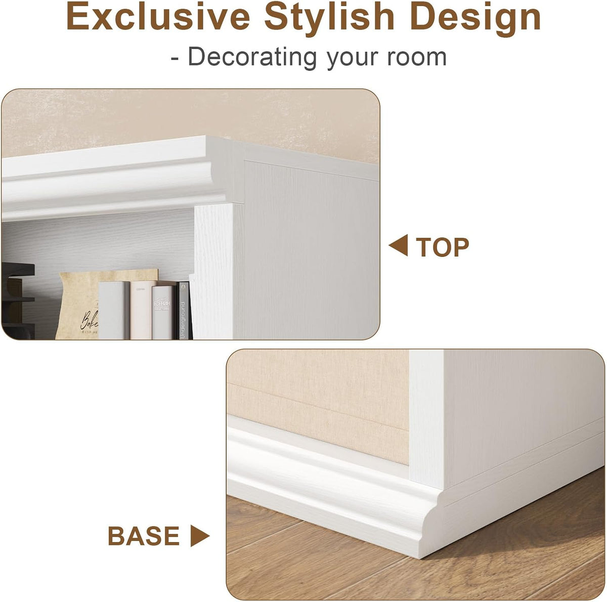 White Tall Open Display Bookcase Shelves