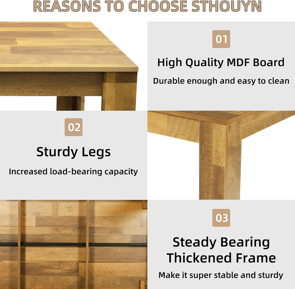 Farmhouse Wood Rectangular Dining Table