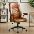 Brown Mid‑Century Leather Office Chair