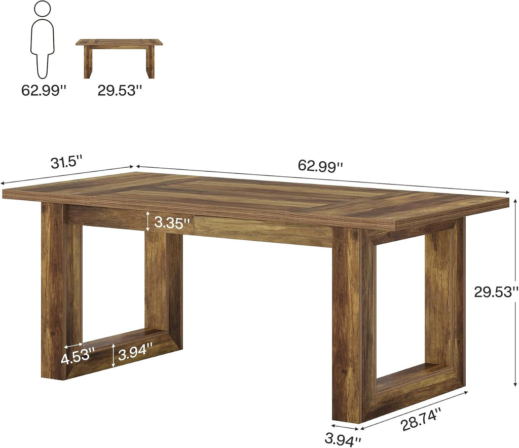 Rustic Brown Farmhouse Dining Table