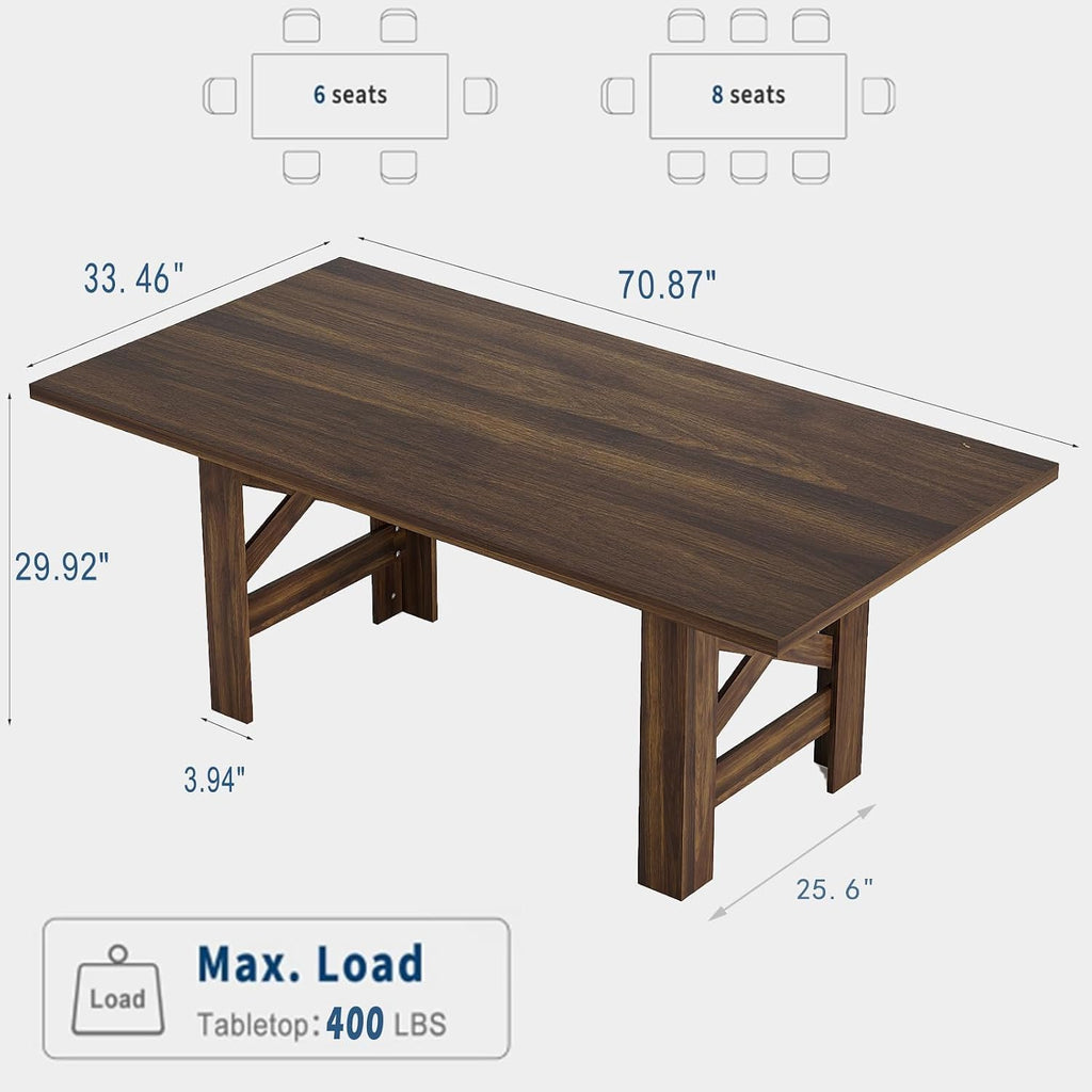 Rustic Brown Large Wood Dining Table