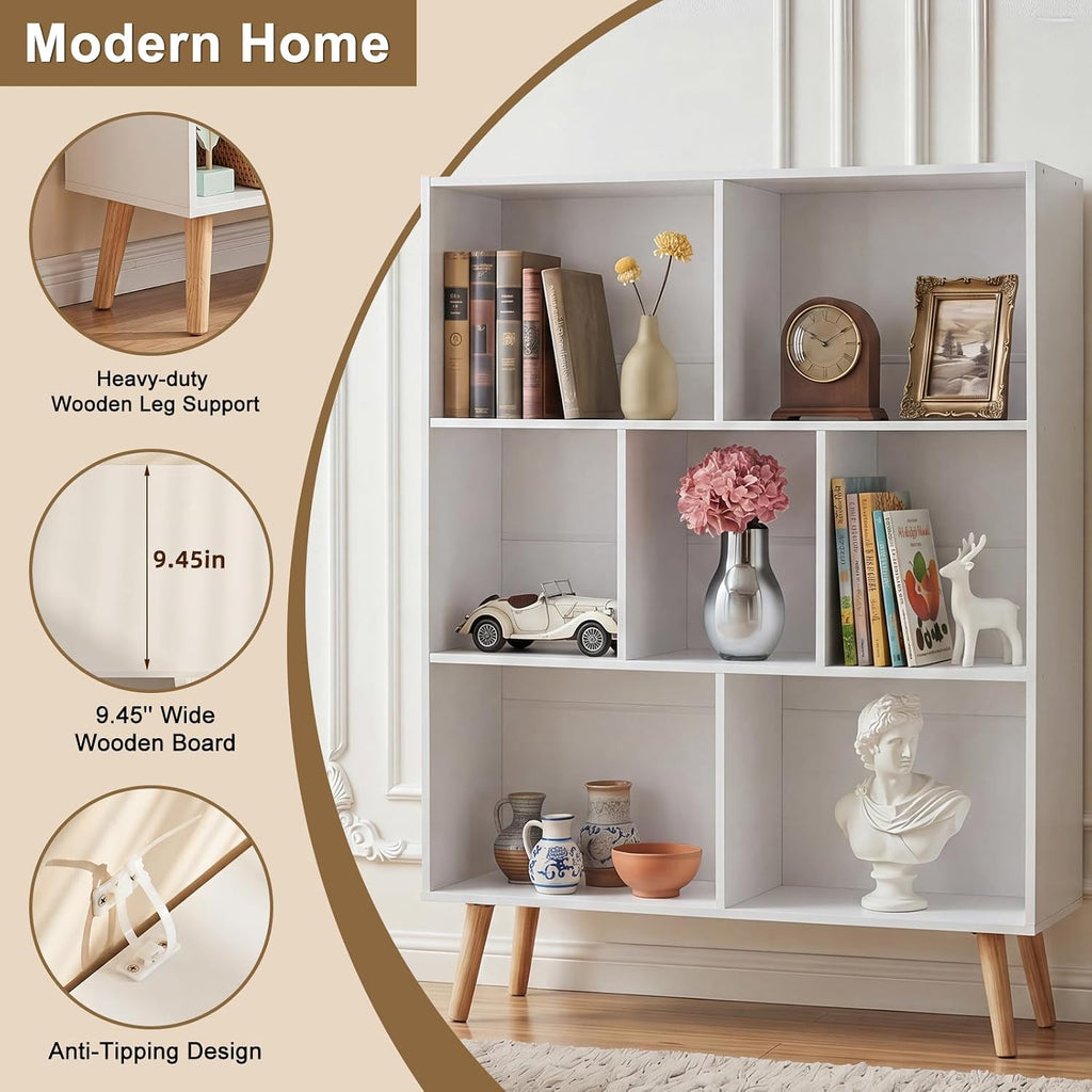 White Minimalist Cube Storage Bookcase Shelf