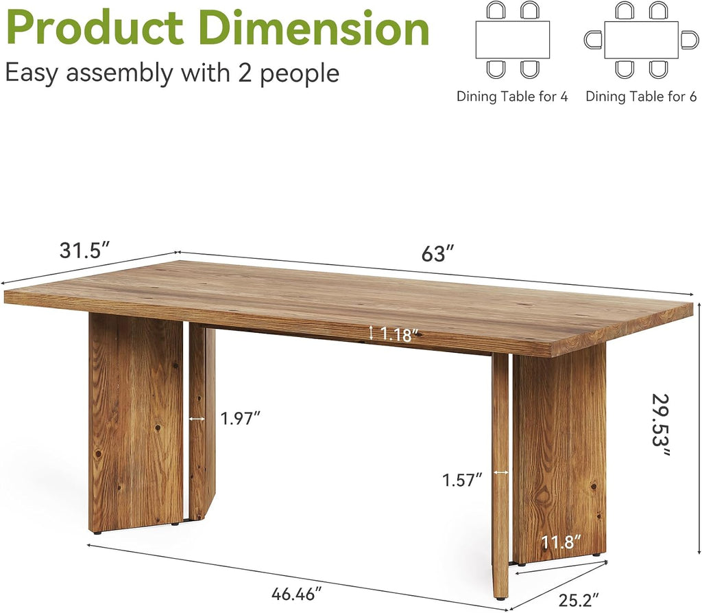 Farmhouse Solid Wood Dining Table