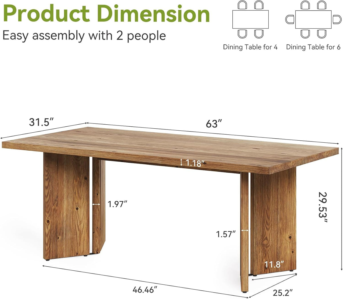 Farmhouse Solid Wood Dining Table