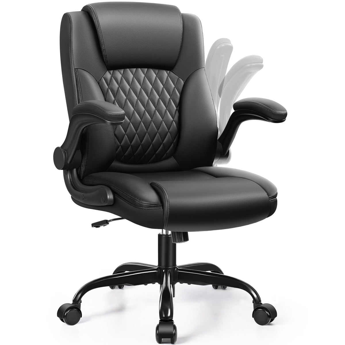 Black PU Leather Ergonomic Office Chair