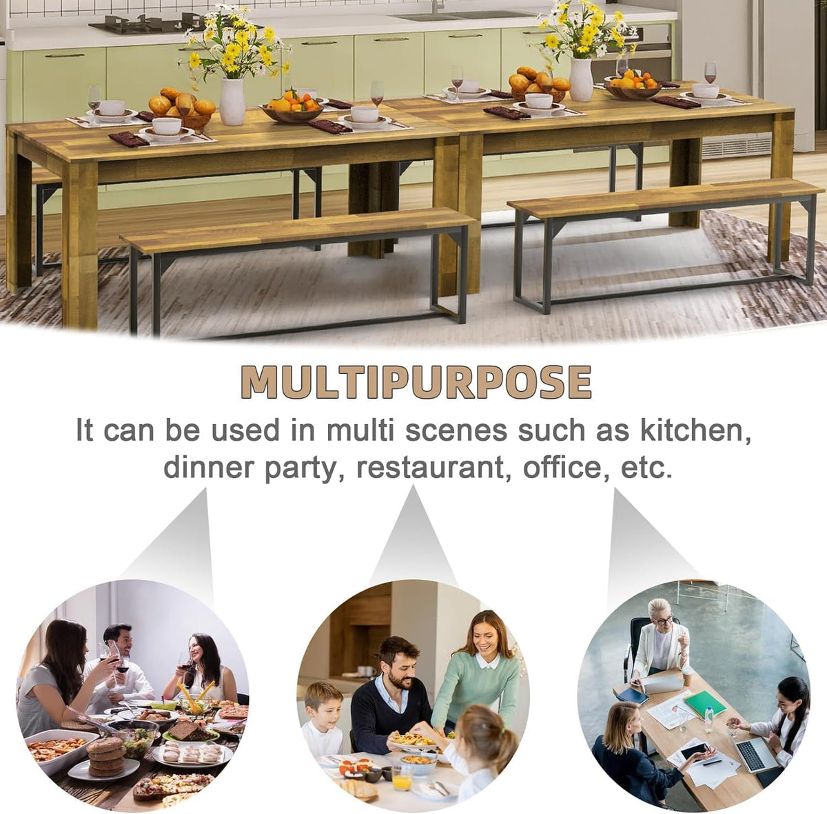 Farmhouse Wood Rectangular Dining Table