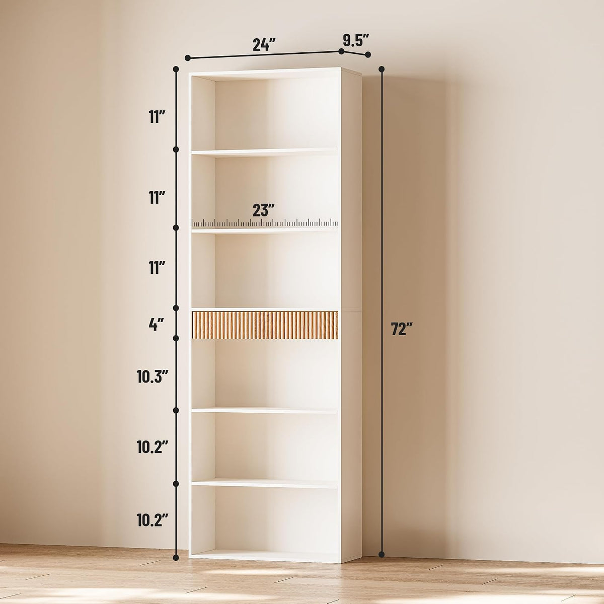 White 7‑Tier Tall Drawer Storage Bookcase