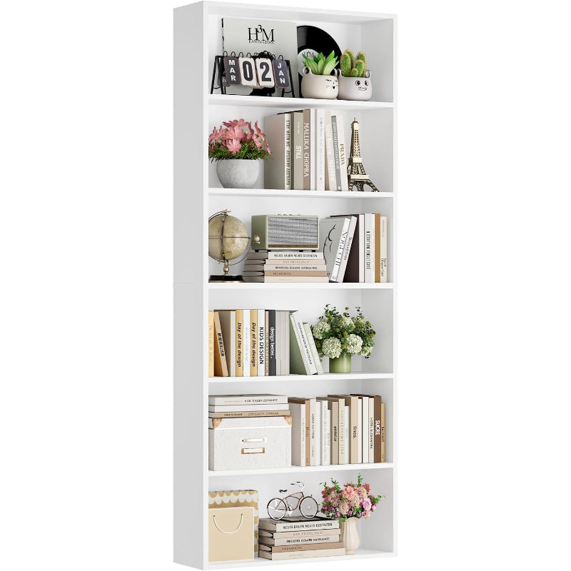 White 6‑Tier Open Display Bookshelf