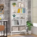 White 5‑Tier Tall Free‑Standing Bookcase