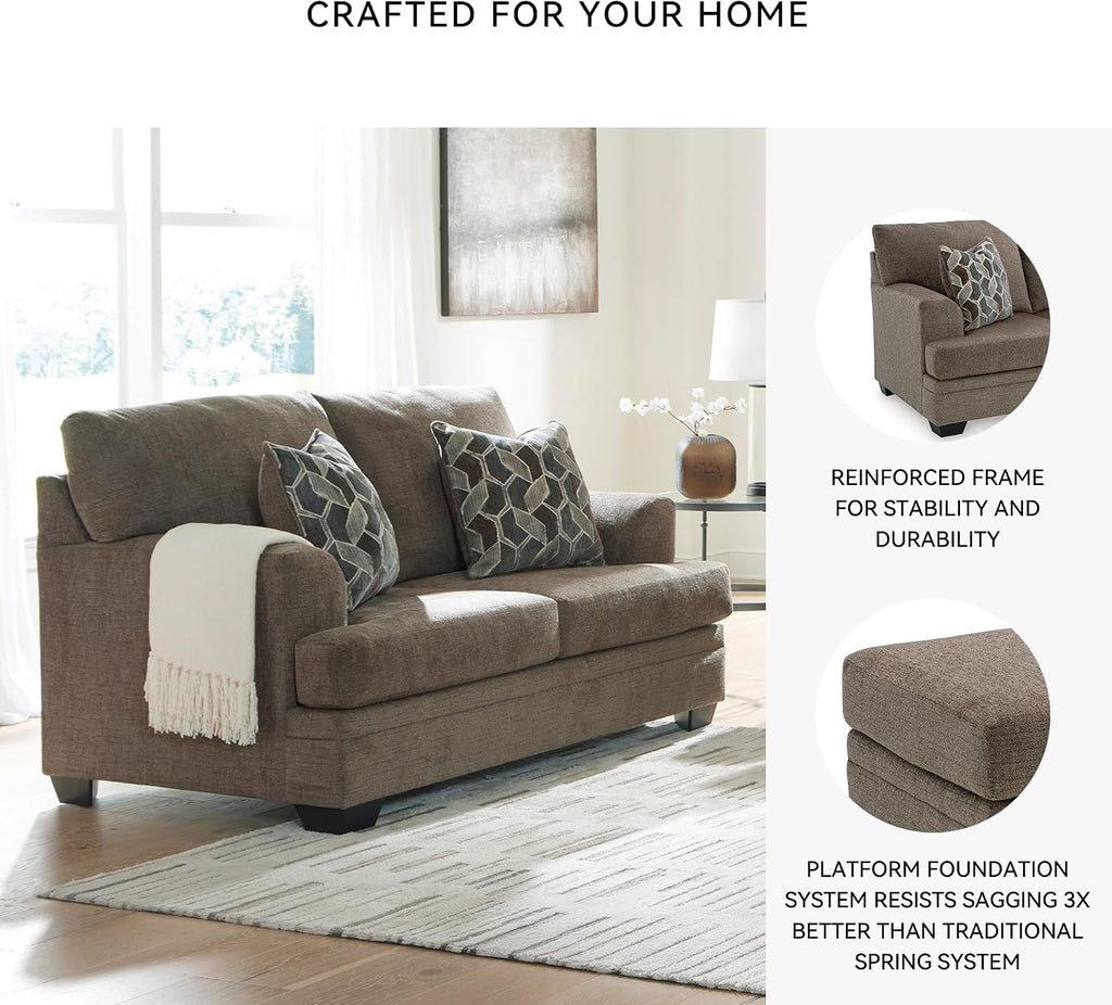 Brown Chenille Loveseat Sofa