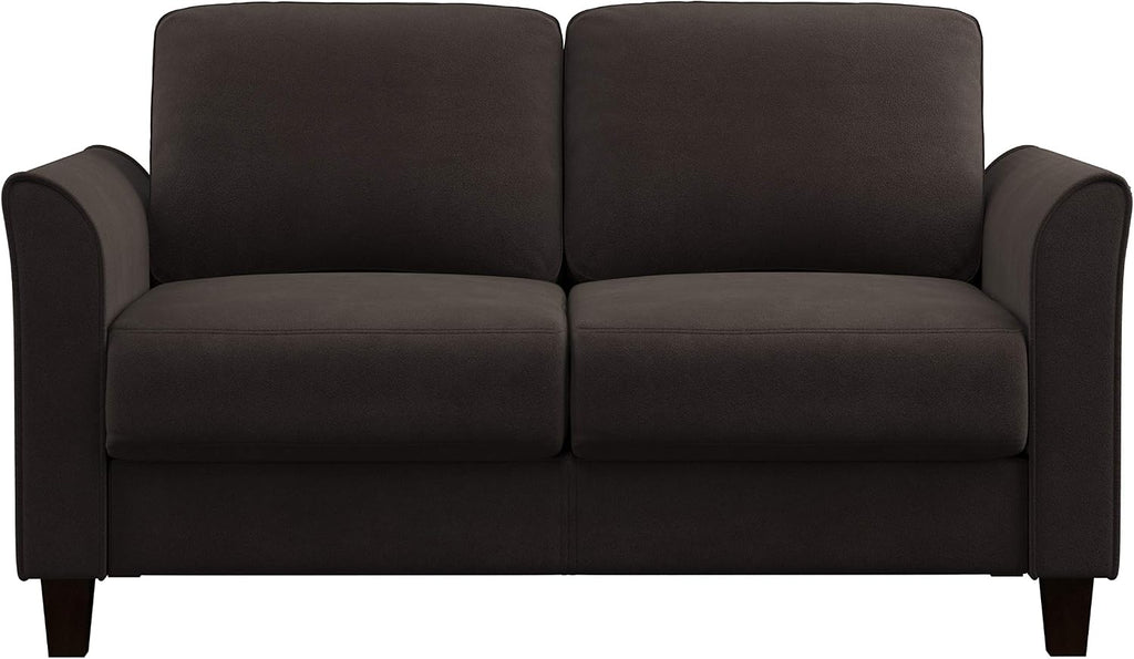 Coffee Microfiber Traditional Living Loveseat Sofa
