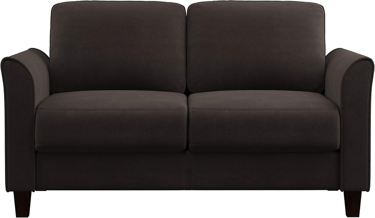 Coffee Microfiber Traditional Living Loveseat Sofa