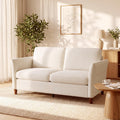 Beige Corduroy Modern Loveseat Sofa