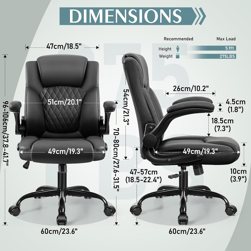 Black PU Leather Ergonomic Office Chair