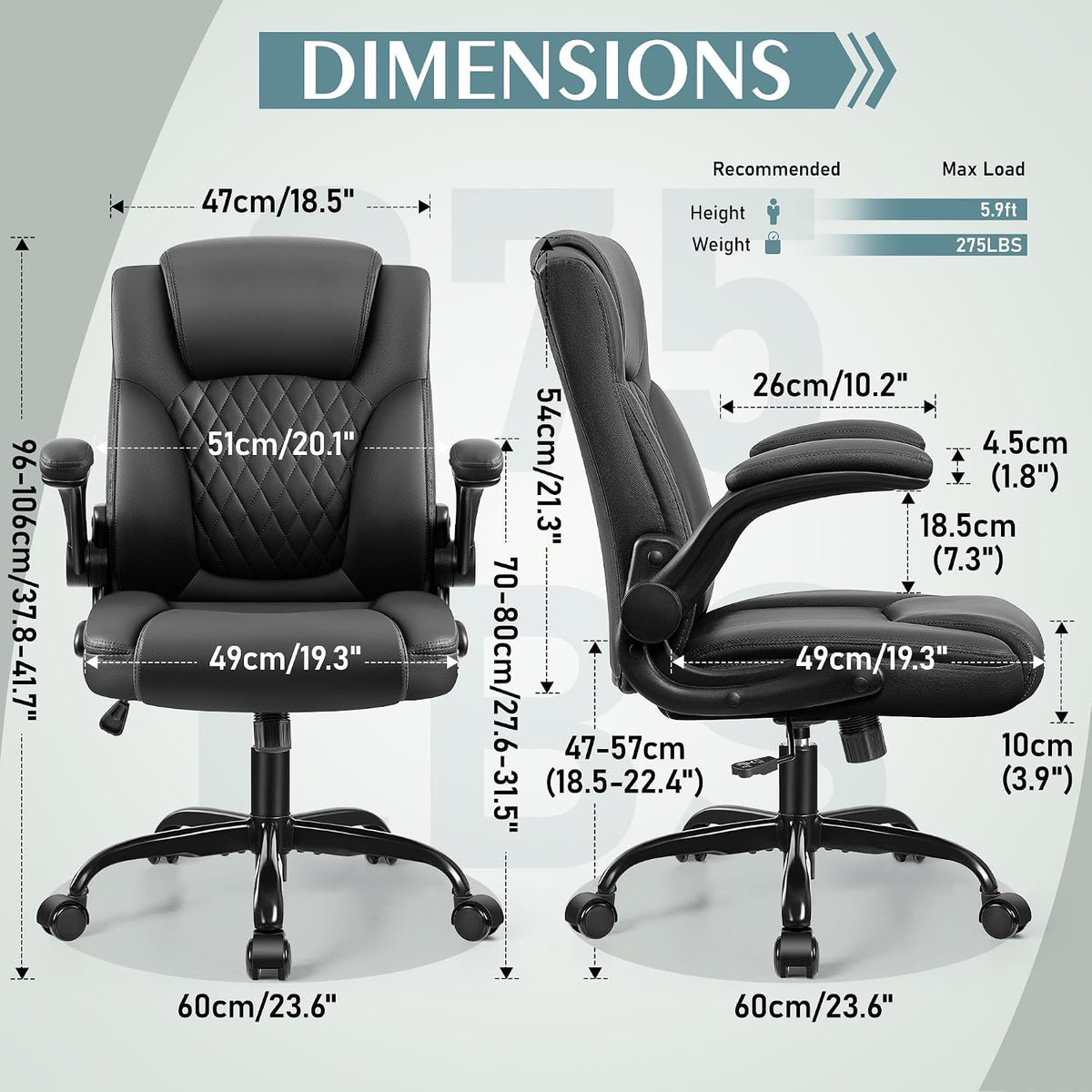 Black PU Leather Ergonomic Office Chair