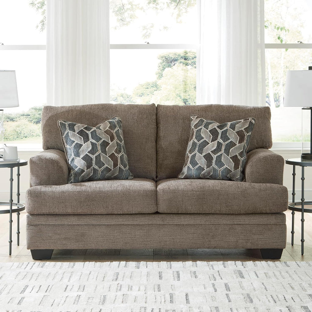 Brown Chenille Loveseat Sofa