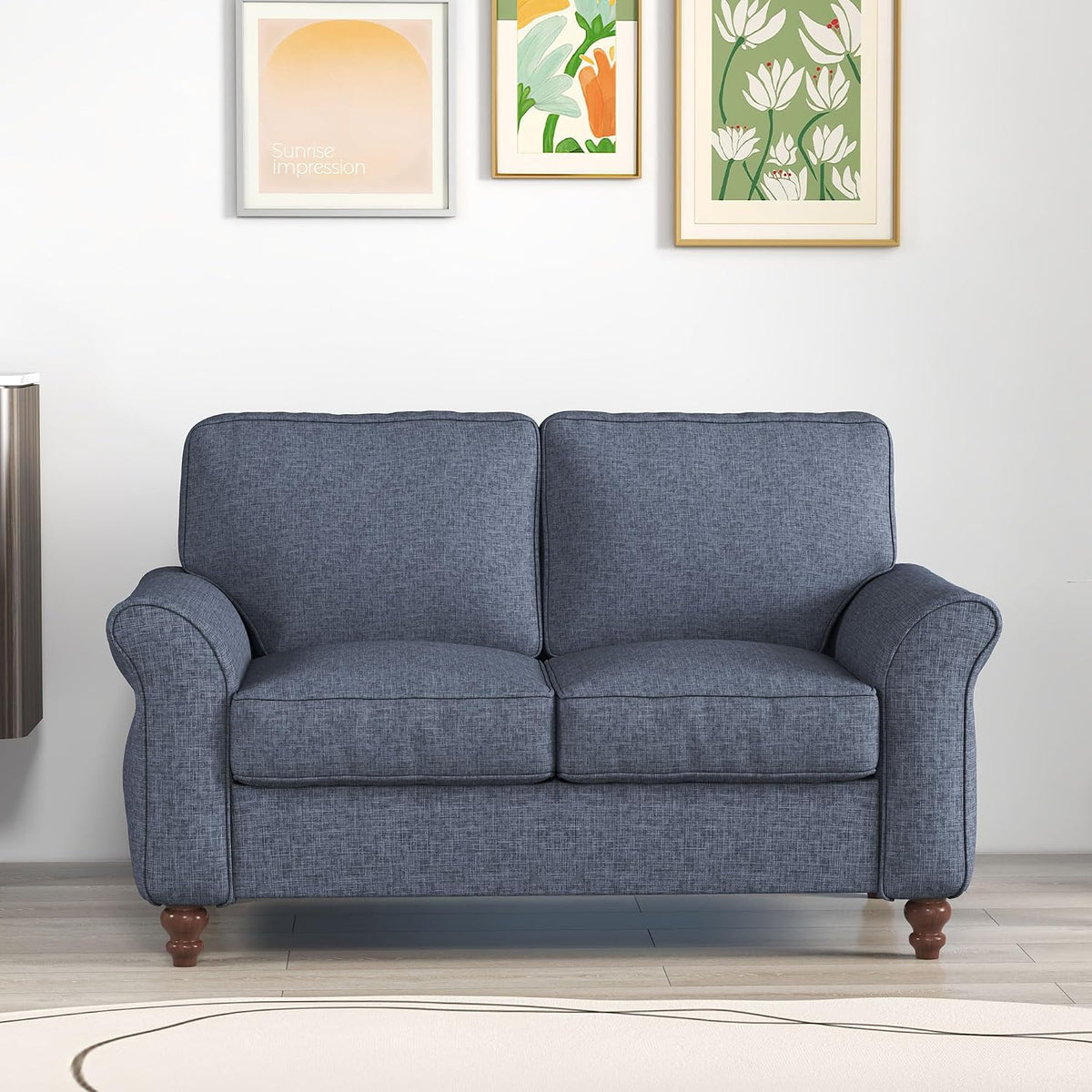 Blue 2‑Seater Comfy Living Room Loveseat