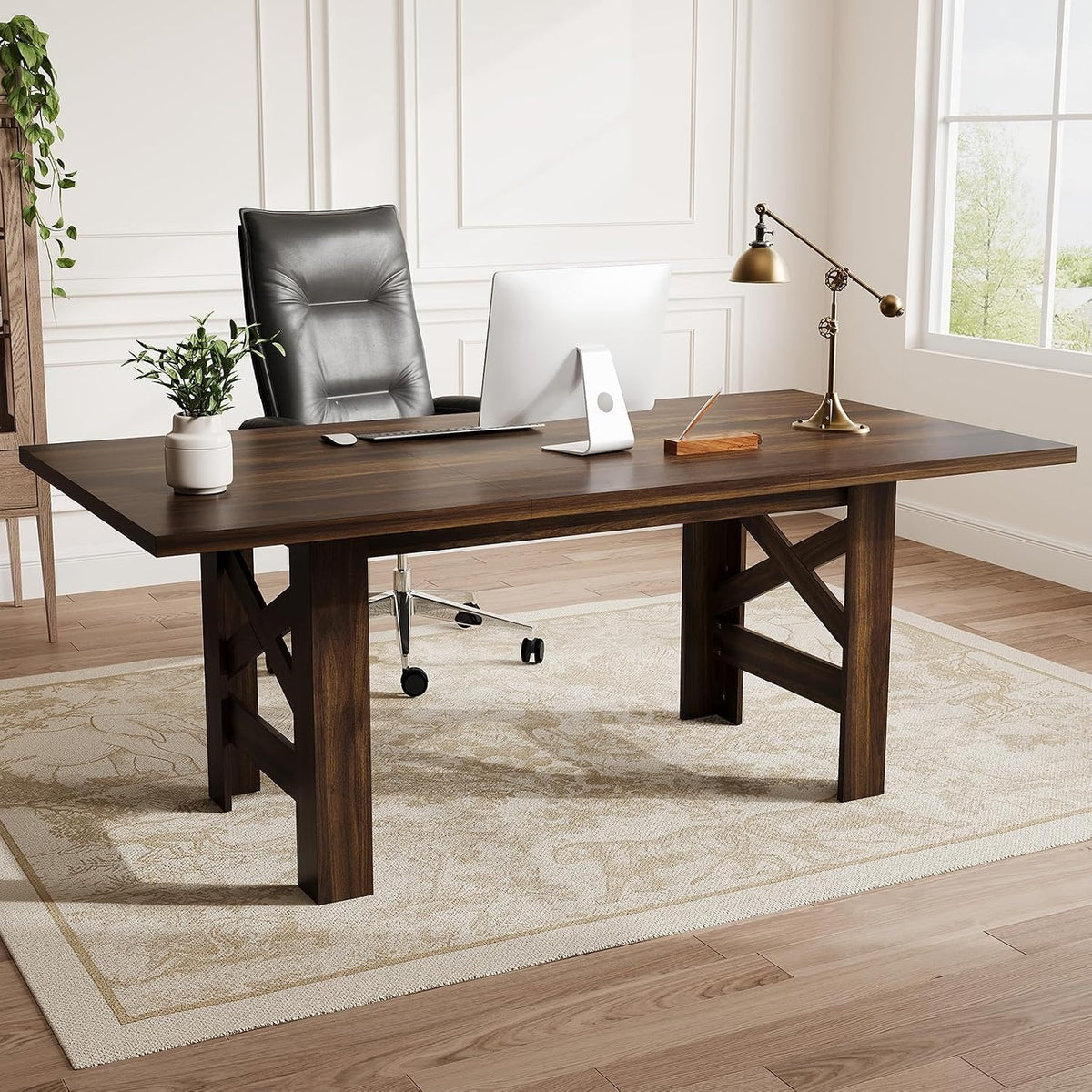 Rustic Brown Large Wood Dining Table