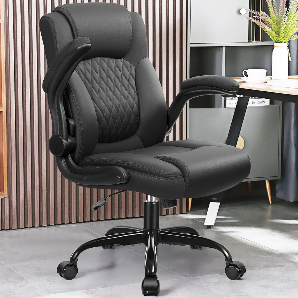 Black PU Leather Ergonomic Office Chair