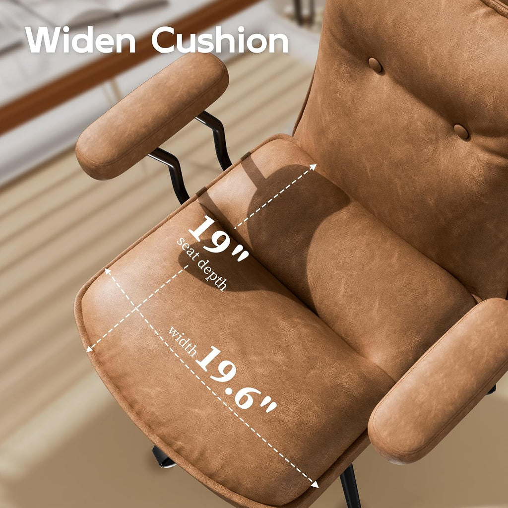 Brown Leather Padded Home Office Chair