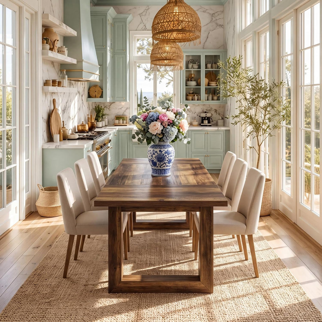 Rustic Brown Farmhouse Dining Table