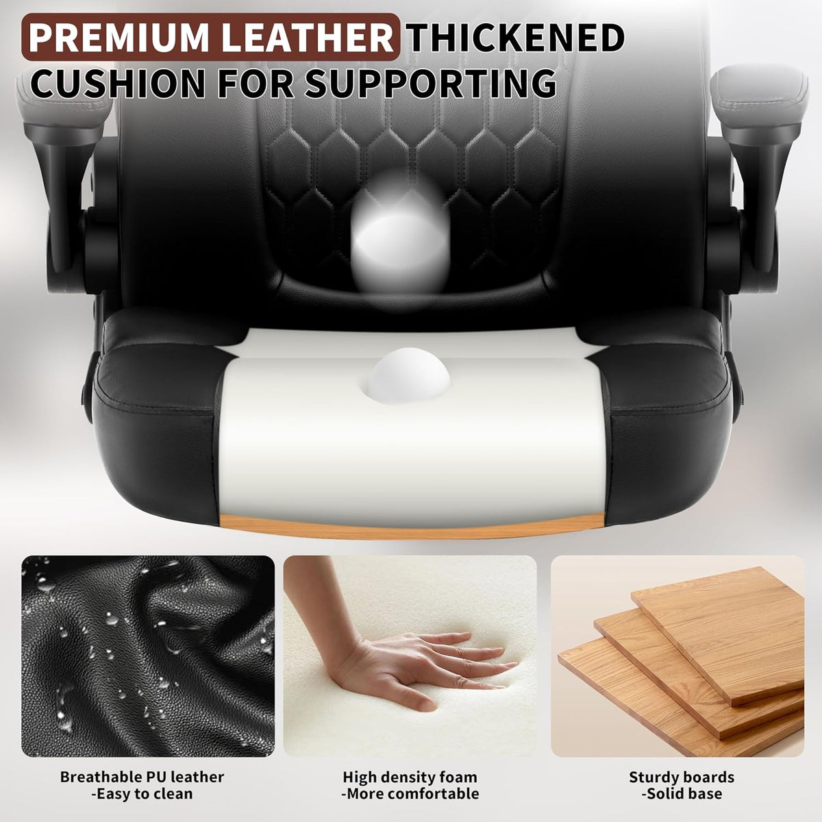 Black Leather Swivel Office Chair
