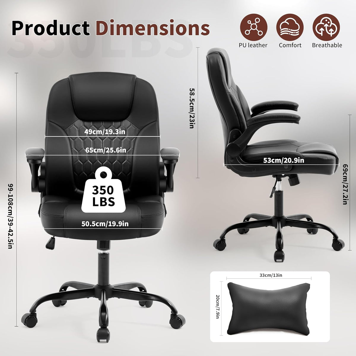 Black Leather Swivel Office Chair