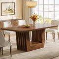 Brown Farmhouse Wood Rectangular Dining Table