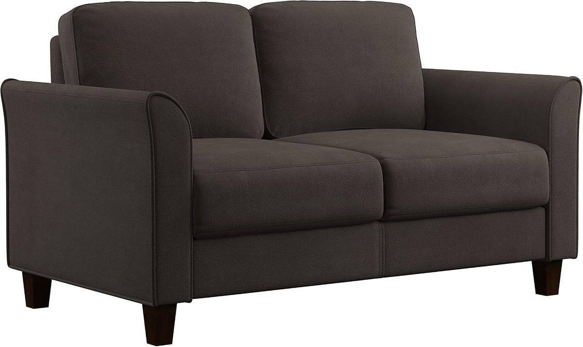 Coffee Microfiber Traditional Living Loveseat Sofa